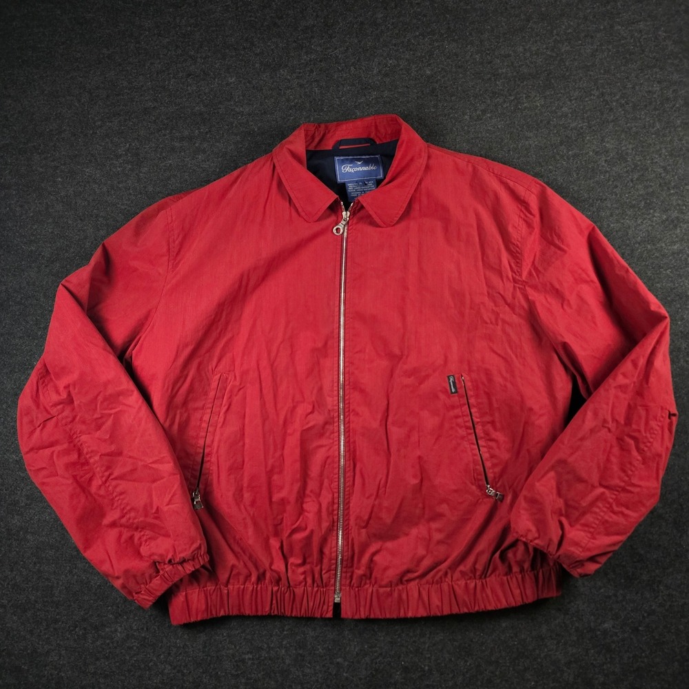 Vtg Faconnable Jacket Mens Red Full Zip Lightweight Hong Kong Size XL